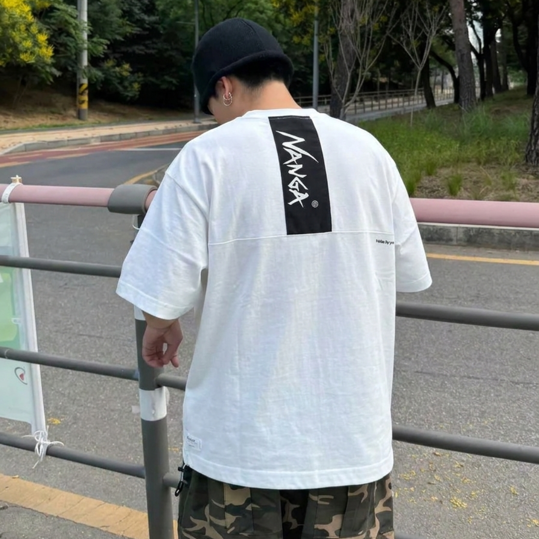 "代購" Jeans Factory × Nanga 寬鬆抽繩拼接短T NW26SS-JF7
