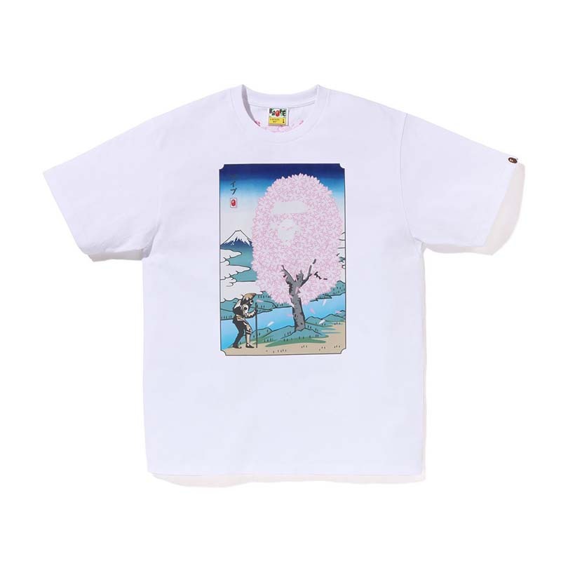 BAPE SAKURA TEE 櫻花 猿人 富士山 圖像 短袖 白色 RAY-113 [台灣現貨]