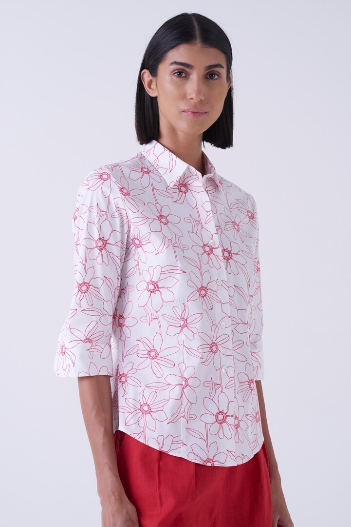 Amina Rubinacci 單色手繪花朵襯衫