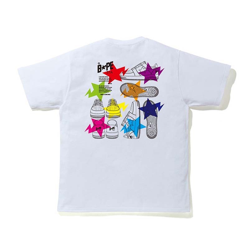 BAPE STA ILLUSTRATION TEE 男版 向量流星鞋 短袖上衣 白色 RAY-116 [台灣現貨]