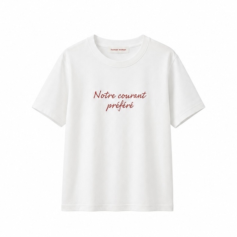 Human woman法文紅字T-shirt