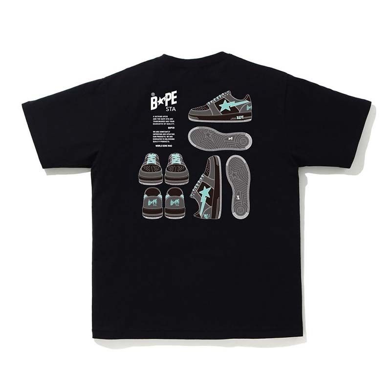BAPE STA ILLUSTRATION TEE 男版 向量流星鞋 短袖上衣 黑色 RAY-124 [台灣現貨]
