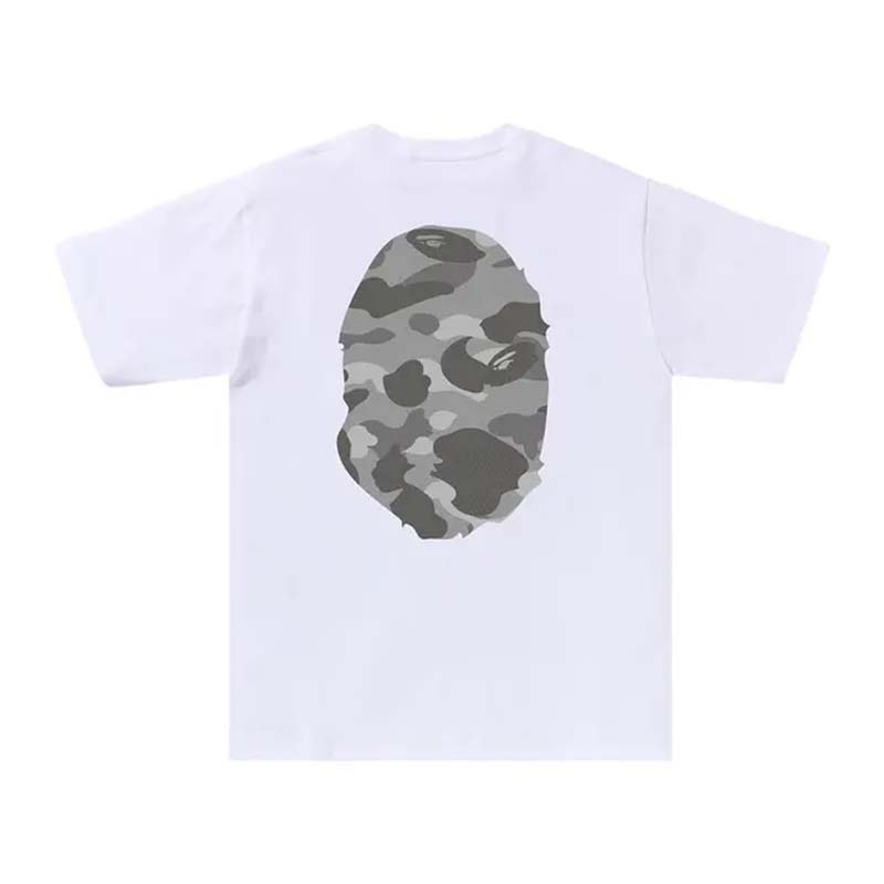 BAPE Honeycomb Camo Big Ape Head Tee 蜂巢壓紋 雙面灰迷彩猿人 短袖 白灰色 RAY-122 [台灣現貨]