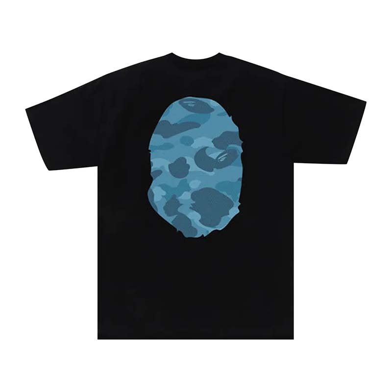 BAPE Honeycomb Camo Big Ape Head Tee 蜂巢壓紋 雙面藍迷彩猿人 短袖 黑色 RAY-123 [台灣現貨]