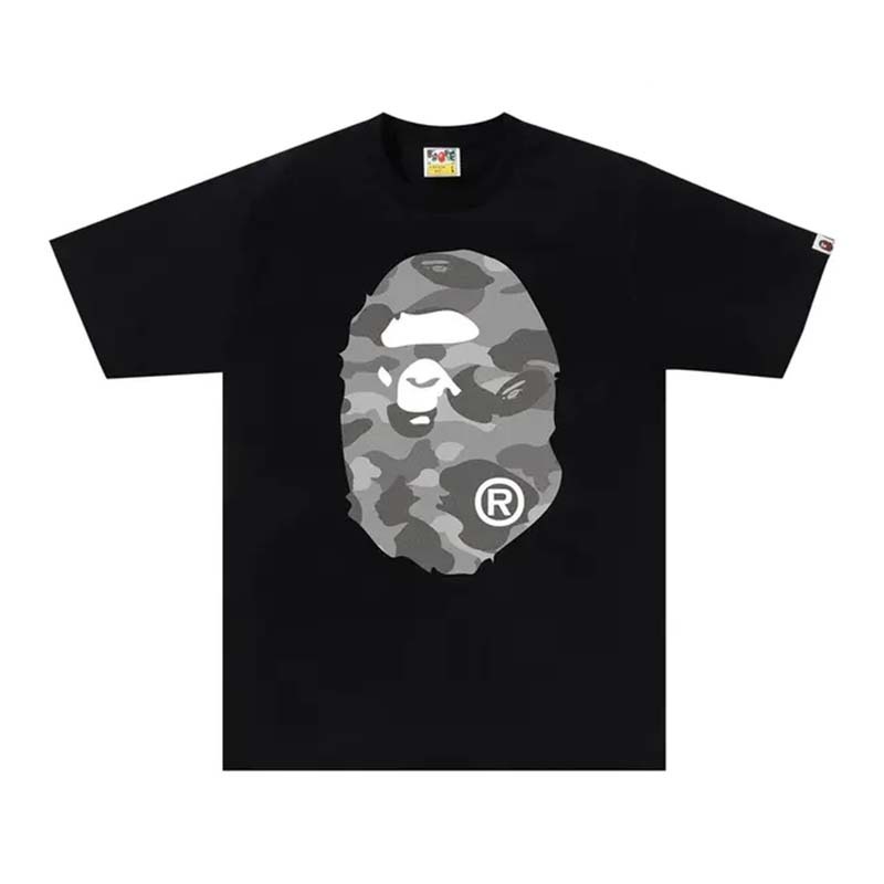 BAPE Honeycomb Camo Big Ape Head Tee 蜂巢壓紋 雙面灰迷彩猿人 短袖 黑色 RAY-125 [台灣現貨]