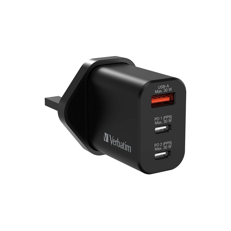 Verbatim 3 Port 30W PD 3.0 & QC 3.0 GaN Charger
