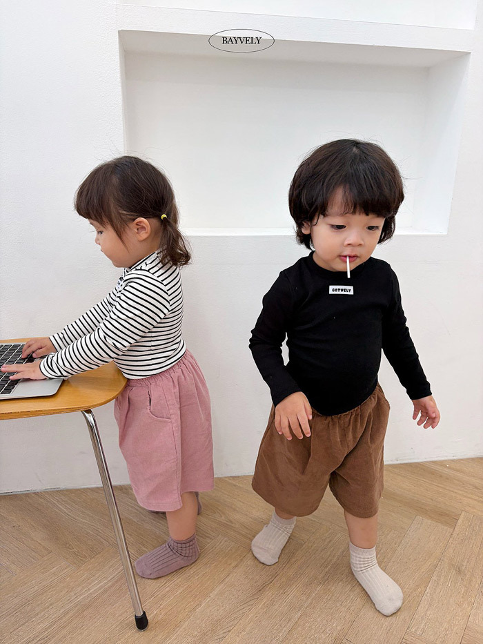 正韓秋BAYVELY 四色1+1條紋素色日常小立領上衣