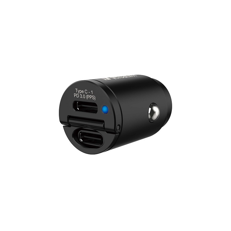 Verbatim 2 端口 45W Type C PD 3.0 迷你車用充電器 66883