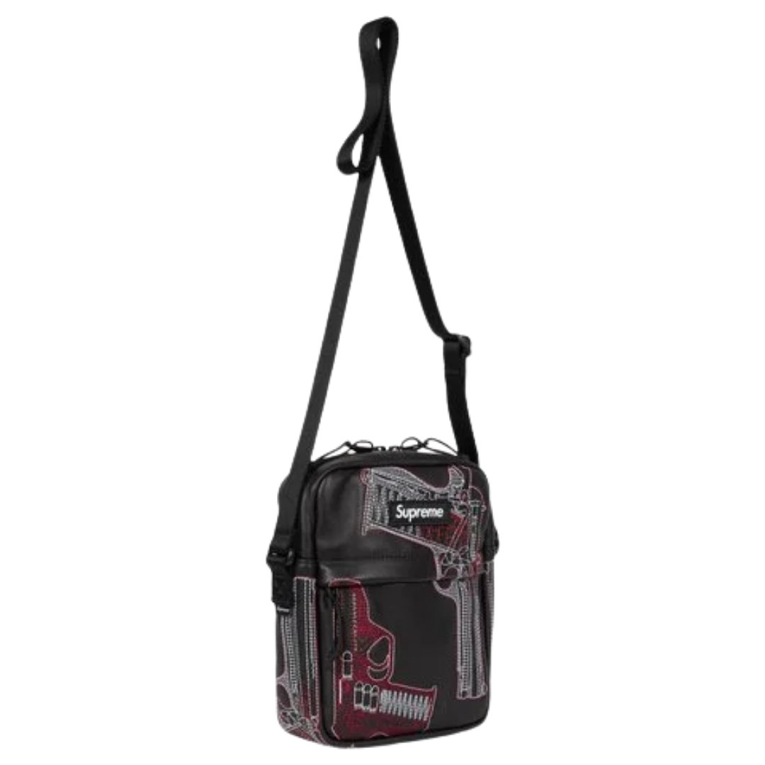 ☆ETW☆【EASY TO WEAR】SUPREME 26SS ALFREDO MARTINEZ GUNS EMBROIDERED LEATHER SHOULDER BAG 手槍 皮革 刺繡 側背包