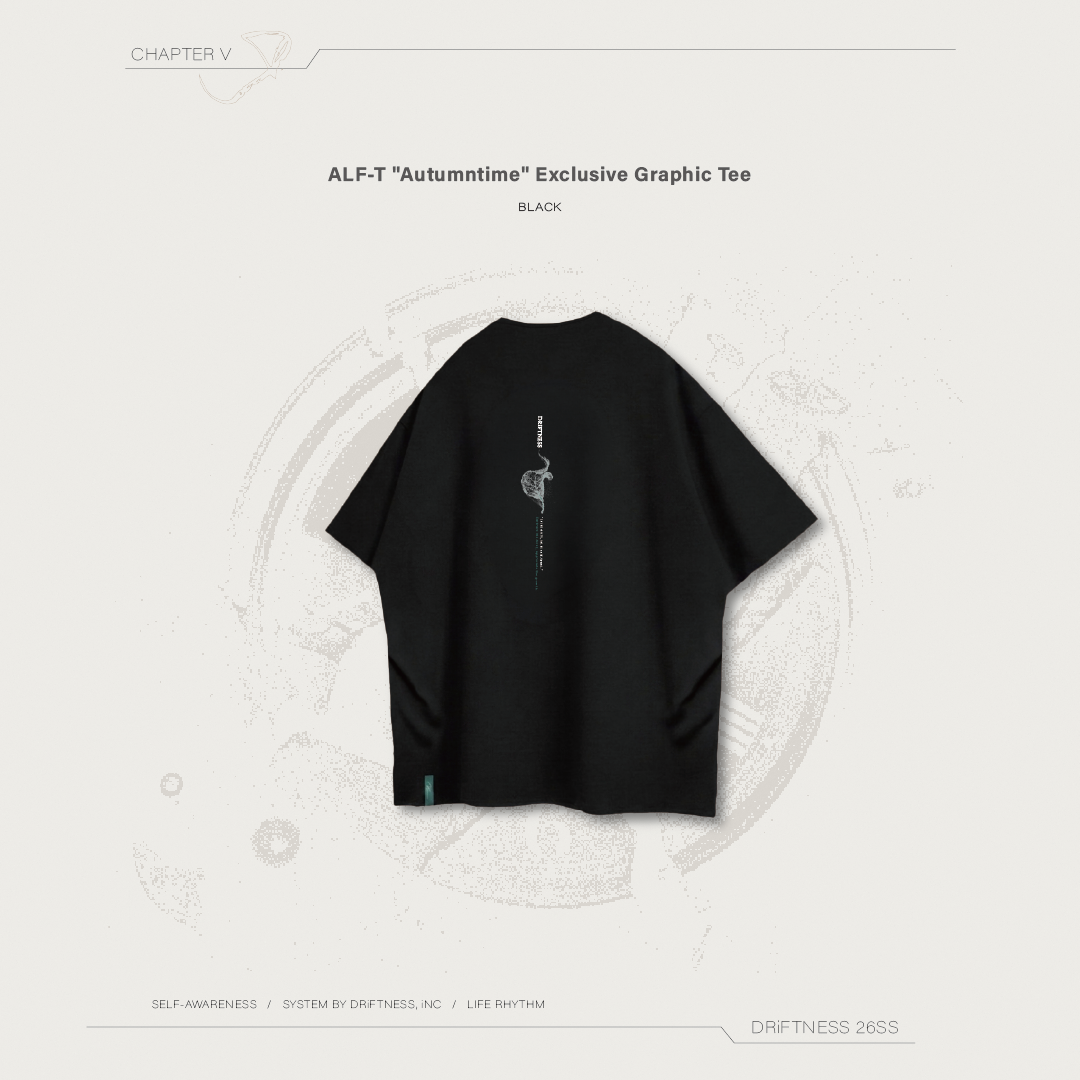 DRIFTNESS｜ALF-T "Autumntime" 秋の限定背圖短袖 男裝T恤 - Black