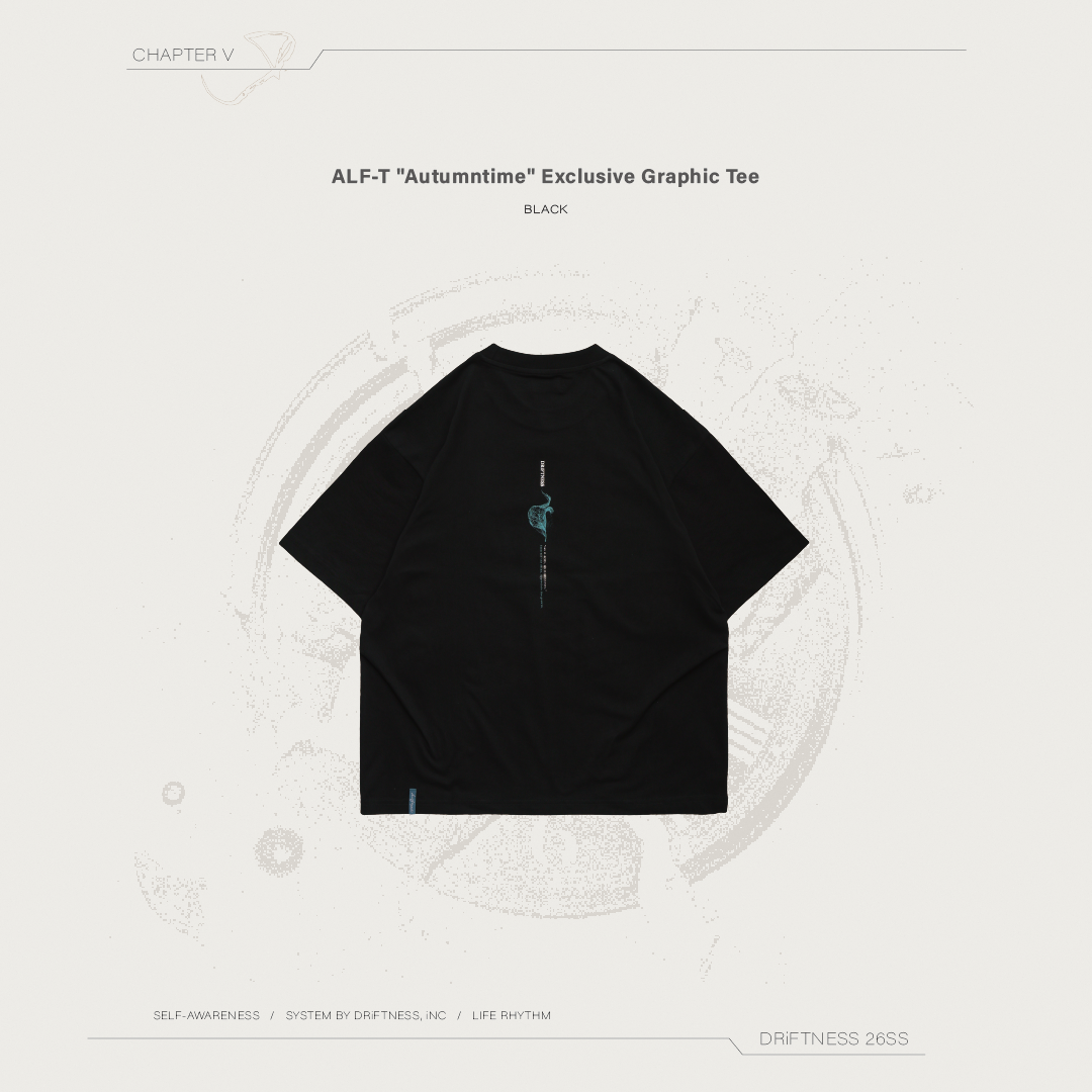 DRIFTNESS｜ALF-T "Autumntime" 秋の限定背圖短袖 男裝T恤 - Black