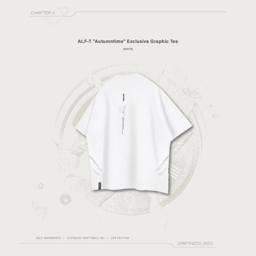 DRIFTNESS｜ALF-T "Autumntime" 秋の限定背圖短袖 男裝T恤 - White