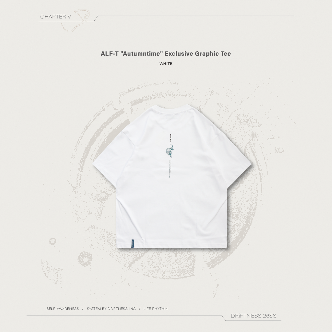 DRIFTNESS｜ALF-T "Autumntime" 秋の限定背圖短袖 男裝T恤 - White