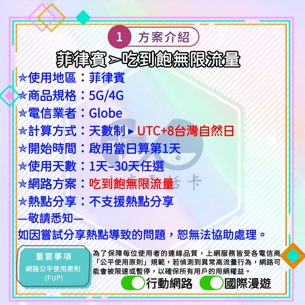 【SIM卡】菲律賓高速上網卡｜吃到飽與彈性多方案·包含原生線路〈隨插即用、簡易開通、熱點分享〉