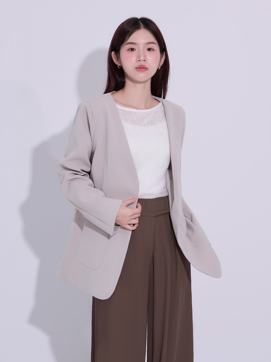 OH!HER 簡約設計綁帶西裝外套