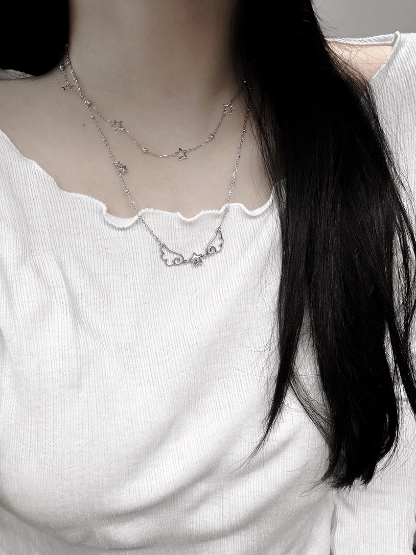 【29 JUL截單！限時優惠預訂】韓國MELTING HEART CLUB ANGEL WISH DOUBLE CHAIN NECKLACE