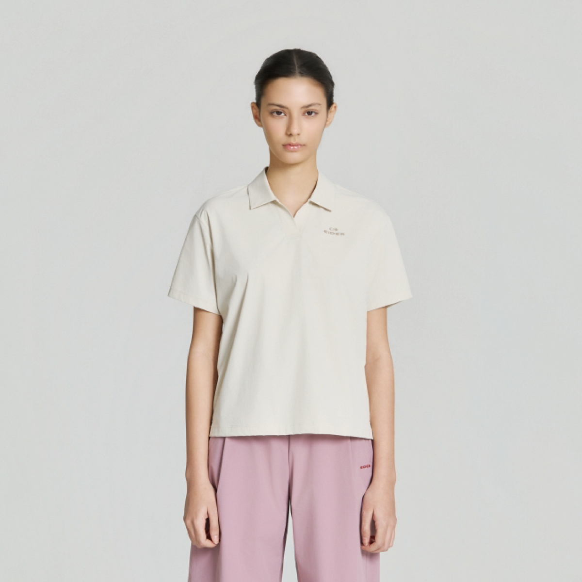 【EIDER】女On the rock涼感短袖POLO上衣/26EDWM26222-[煙燻粉、奶油白、經典黑]
