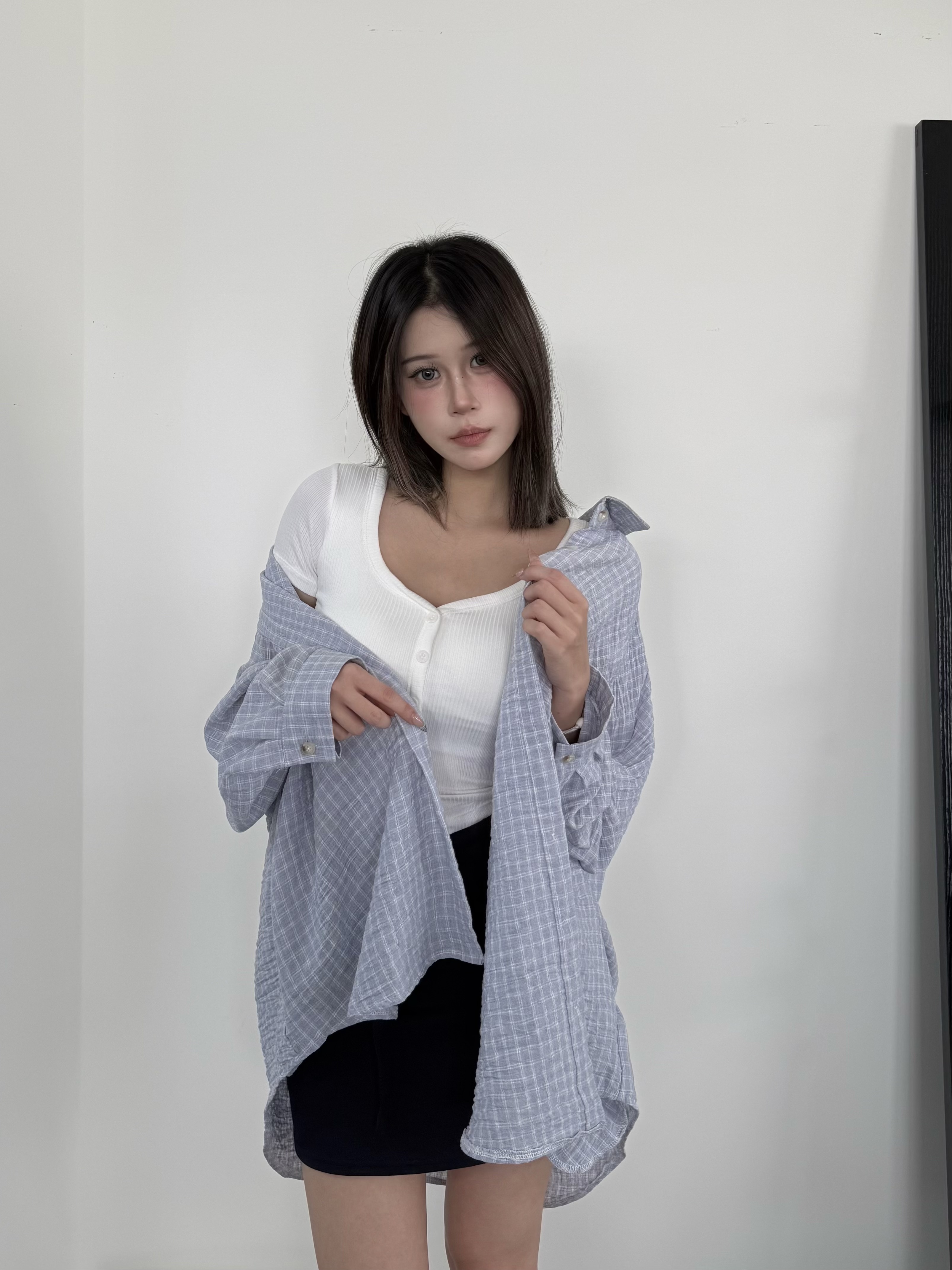 鹽系軟布格紋襯衫