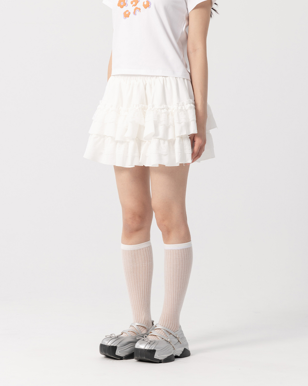 Lace-trimmed cake skirt【03010949】in stock+pre-order