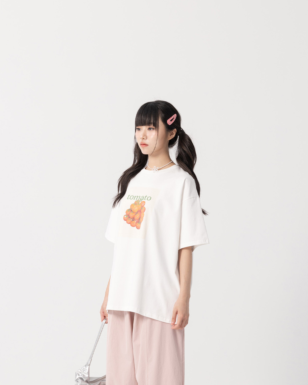 Colorful fruit print oversized top, available in two colors.【01190416】in stock+pre-order