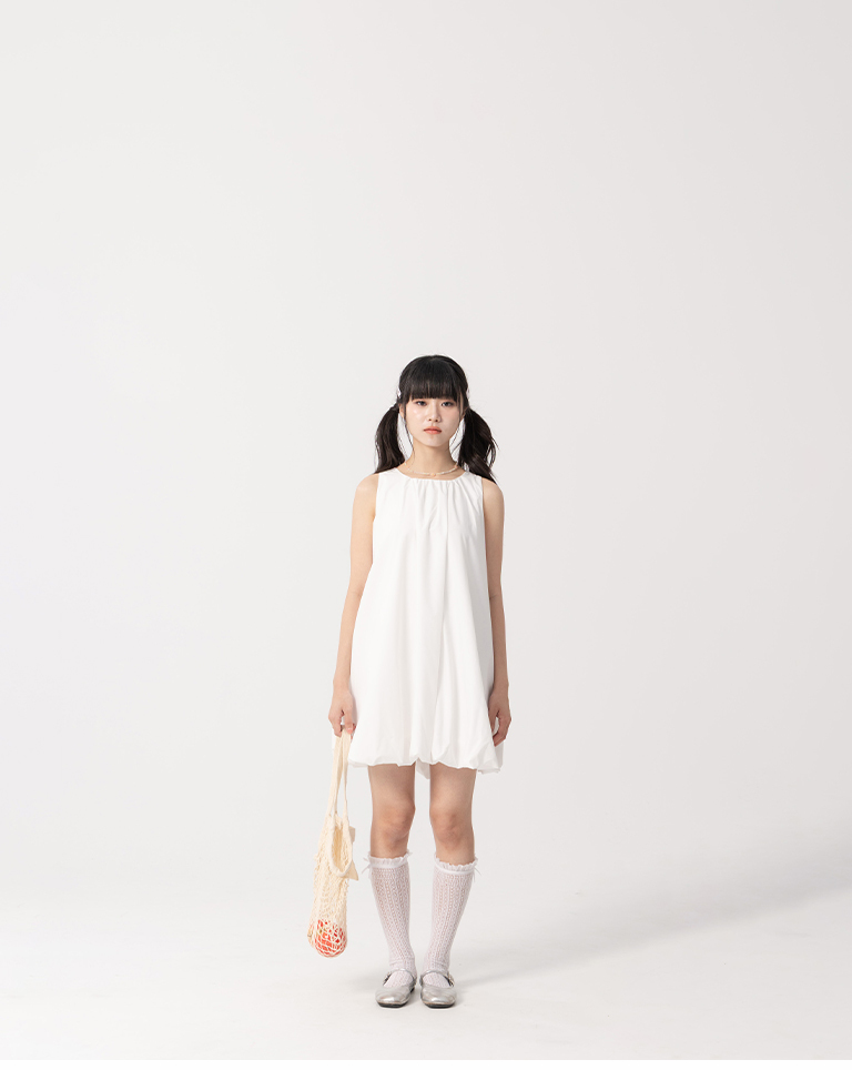Flower bud balloon design vest dress, available in four colors.【01087251】in stock+pre-order