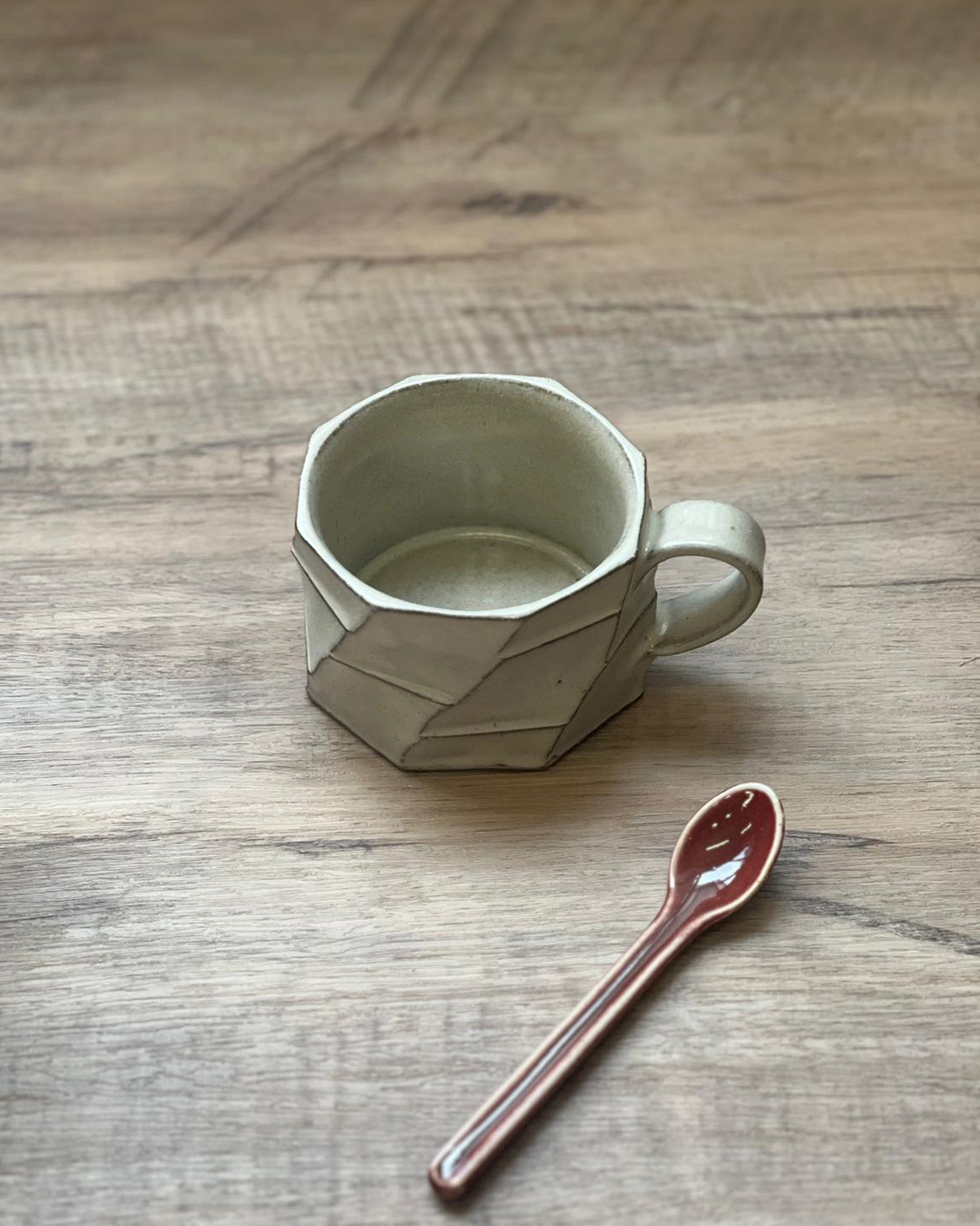 手工陶器 雕刻咖啡杯 矮身｜信樂燒