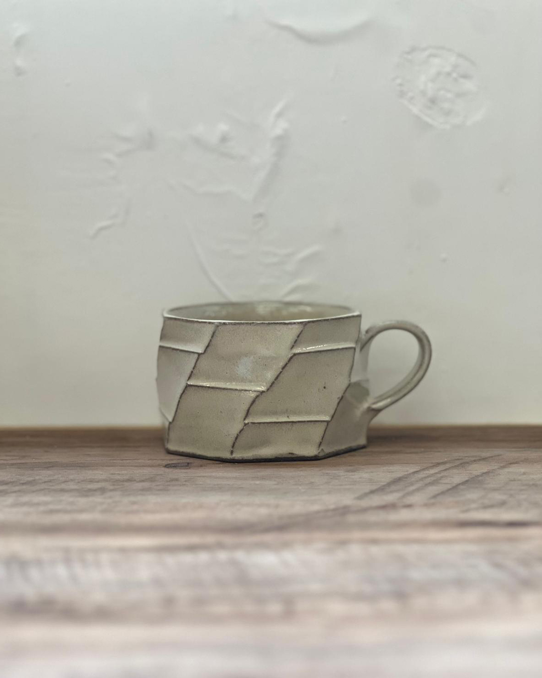 手工陶器 雕刻咖啡杯 矮身｜信樂燒