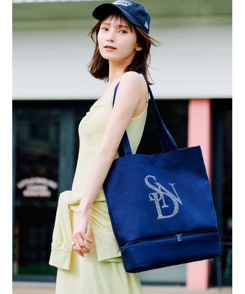 [預購] SNIDEL WEB限定 水鑽LOGO多口袋托特包／附保冷機能