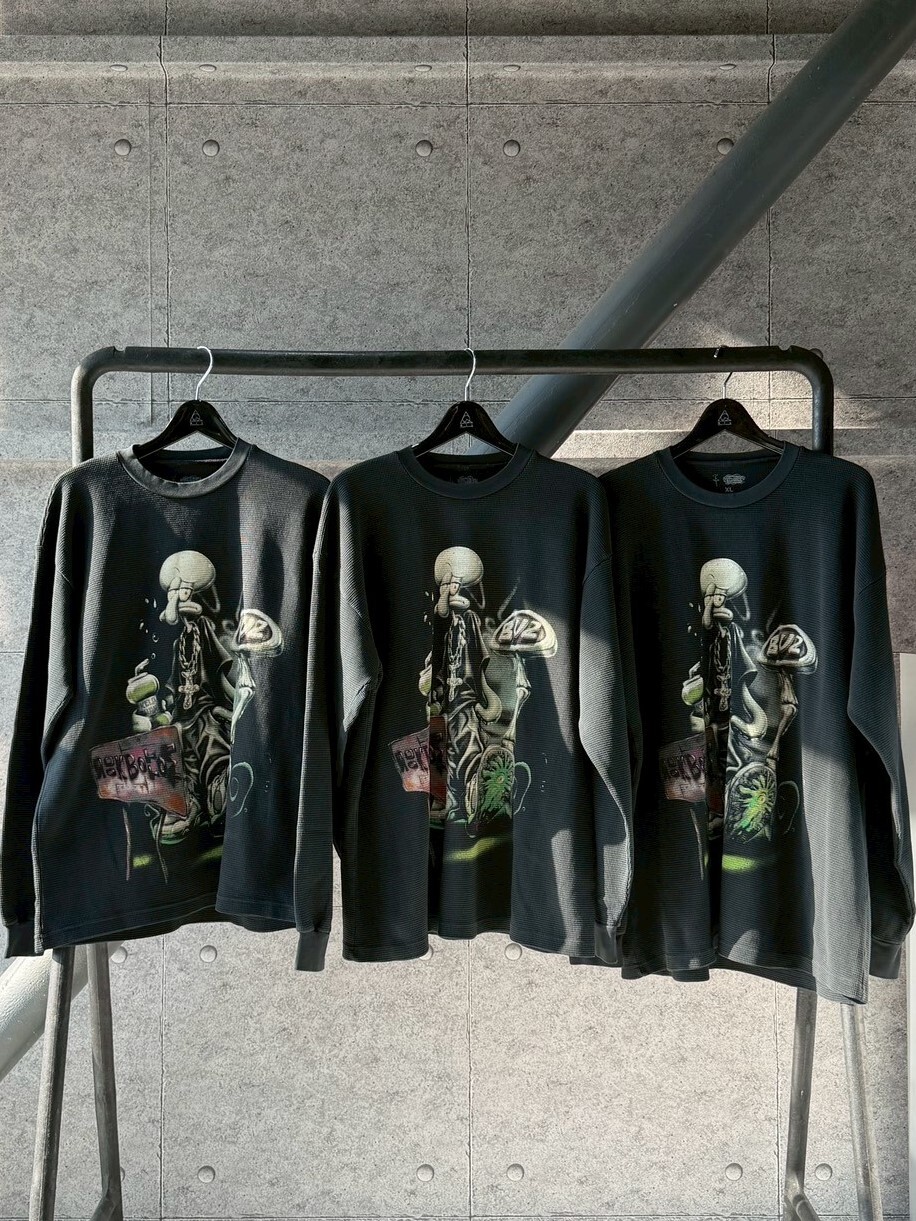 Travis Scott CJ x SPONGEBOB ROCK BOTTOM THERMAL LONGSLEEVE 海綿寶寶聯名系列 華夫格薄長袖 T