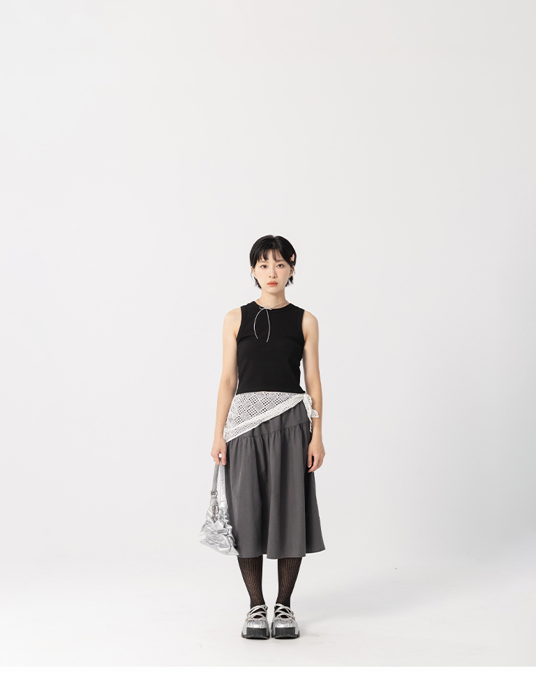 Basic Plain Ribbed Fitted Slim Shoulder Tank Top - Black S/M【01099850】in stock+pre-order