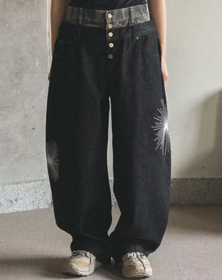 《K》迷彩腰頭光芒丹寧褲