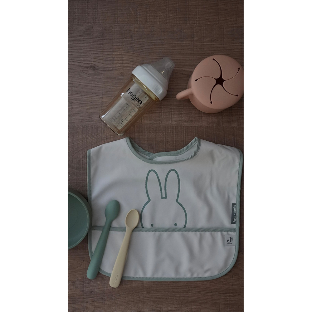 荷蘭Jollein Miffy Peekaboo防水圍兜2入-Sea Green
