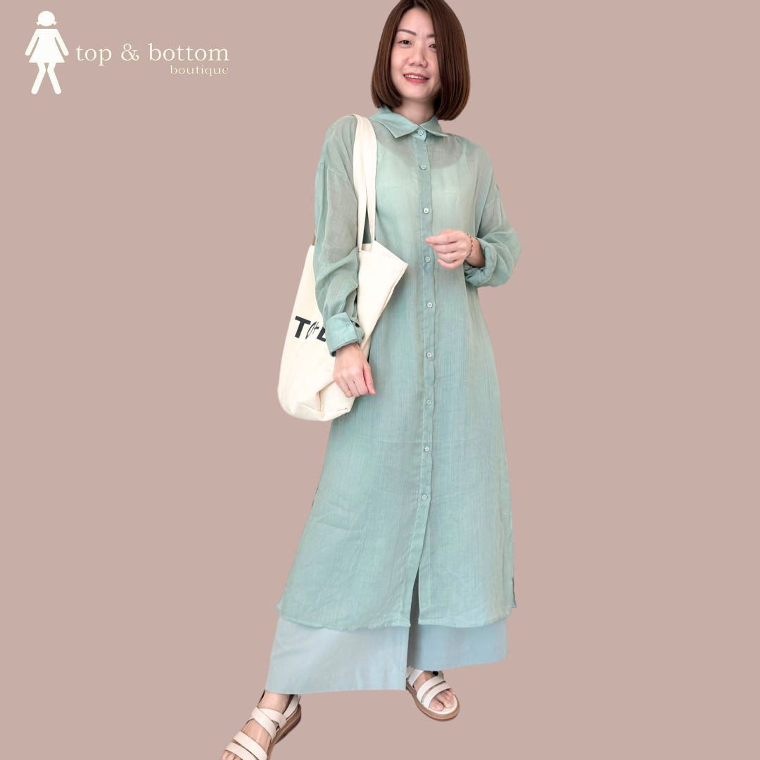 LONG SLEEVE SHEER LONG SHIRT