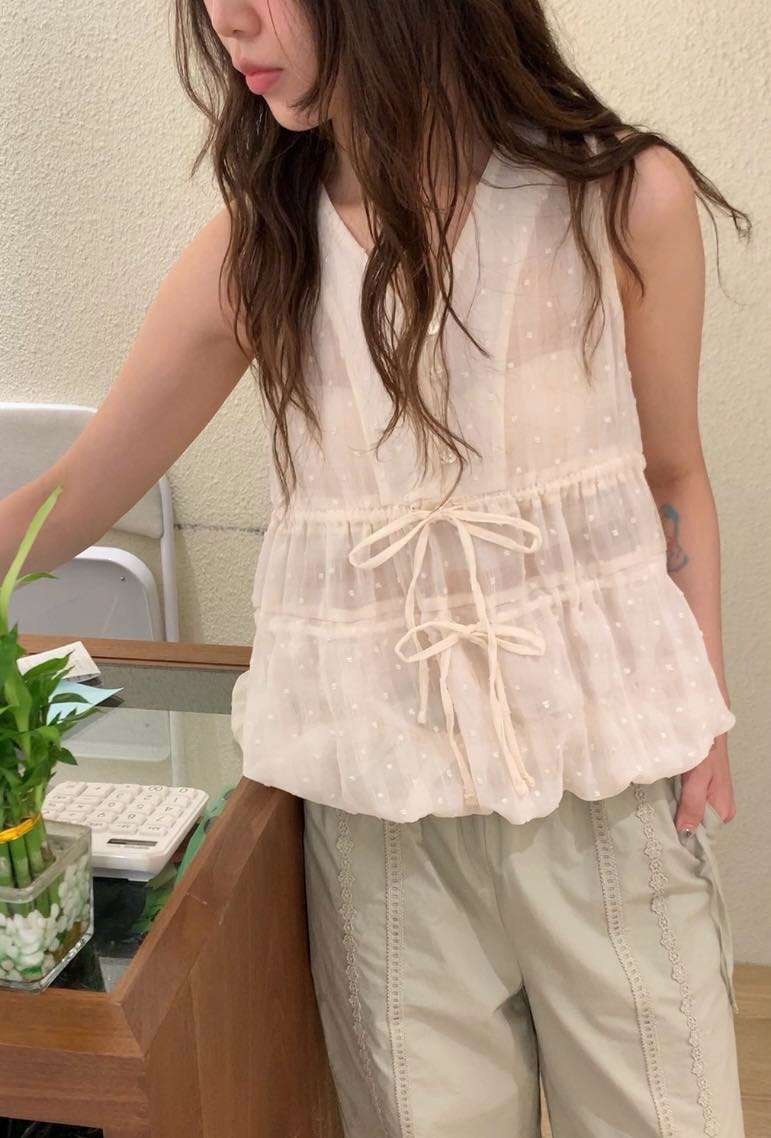 泡泡提花背心