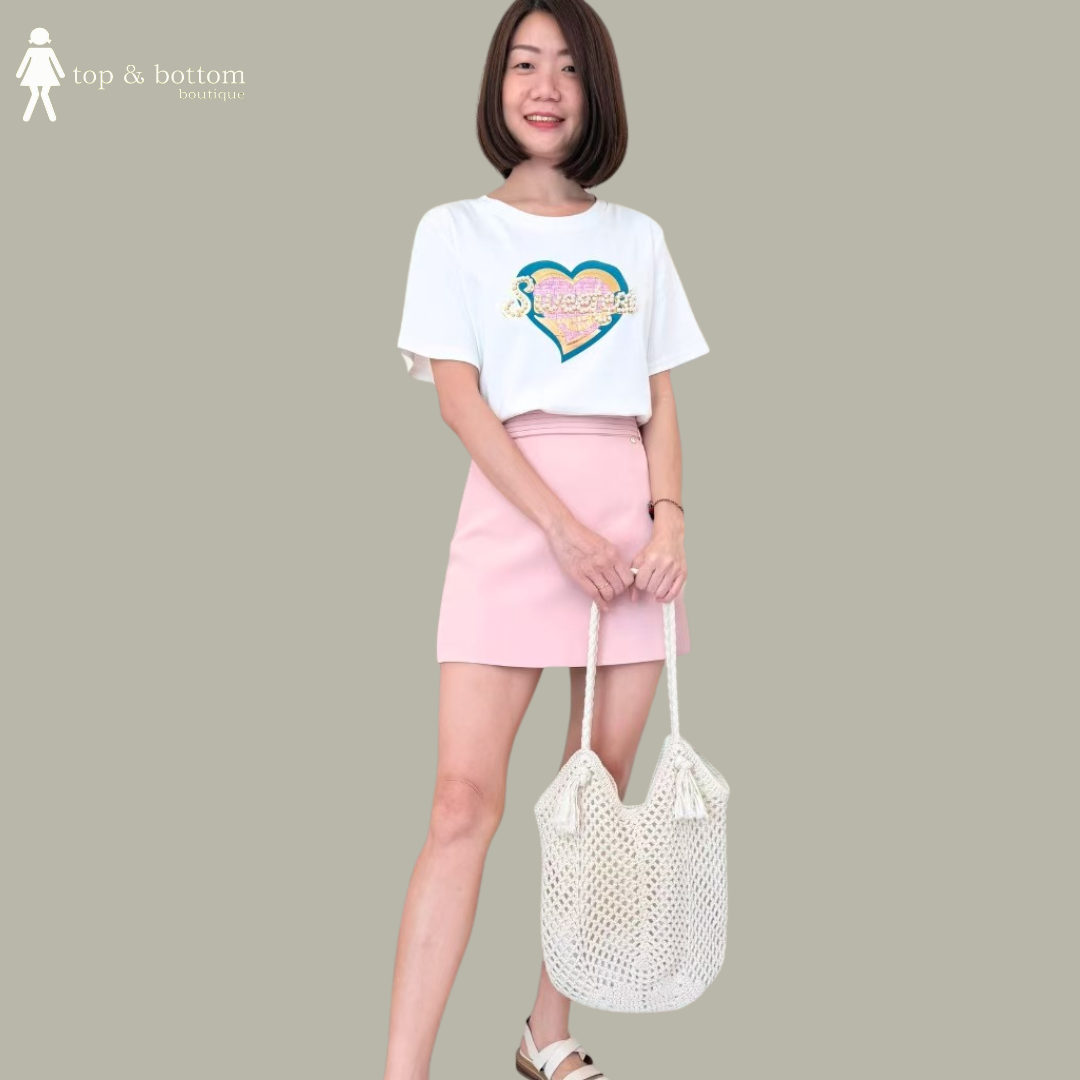 SHORT SLEEVE PEARL & TWEED TEE