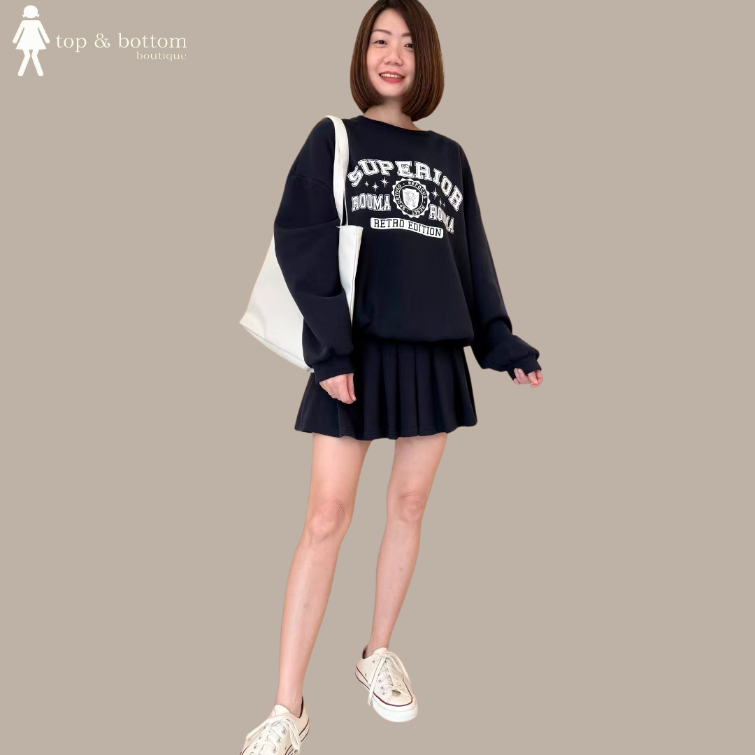 PRINTED OVERSIZE SWEATS WITH SKIRTING SET (2PCS)