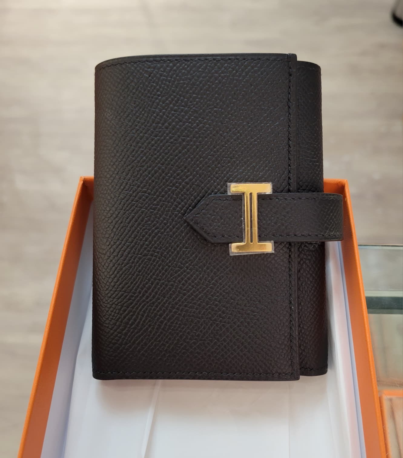 UNUSED Hermes Bearn combine compact WALLET noir CC epsom 三摺短銀包 黑色金扣