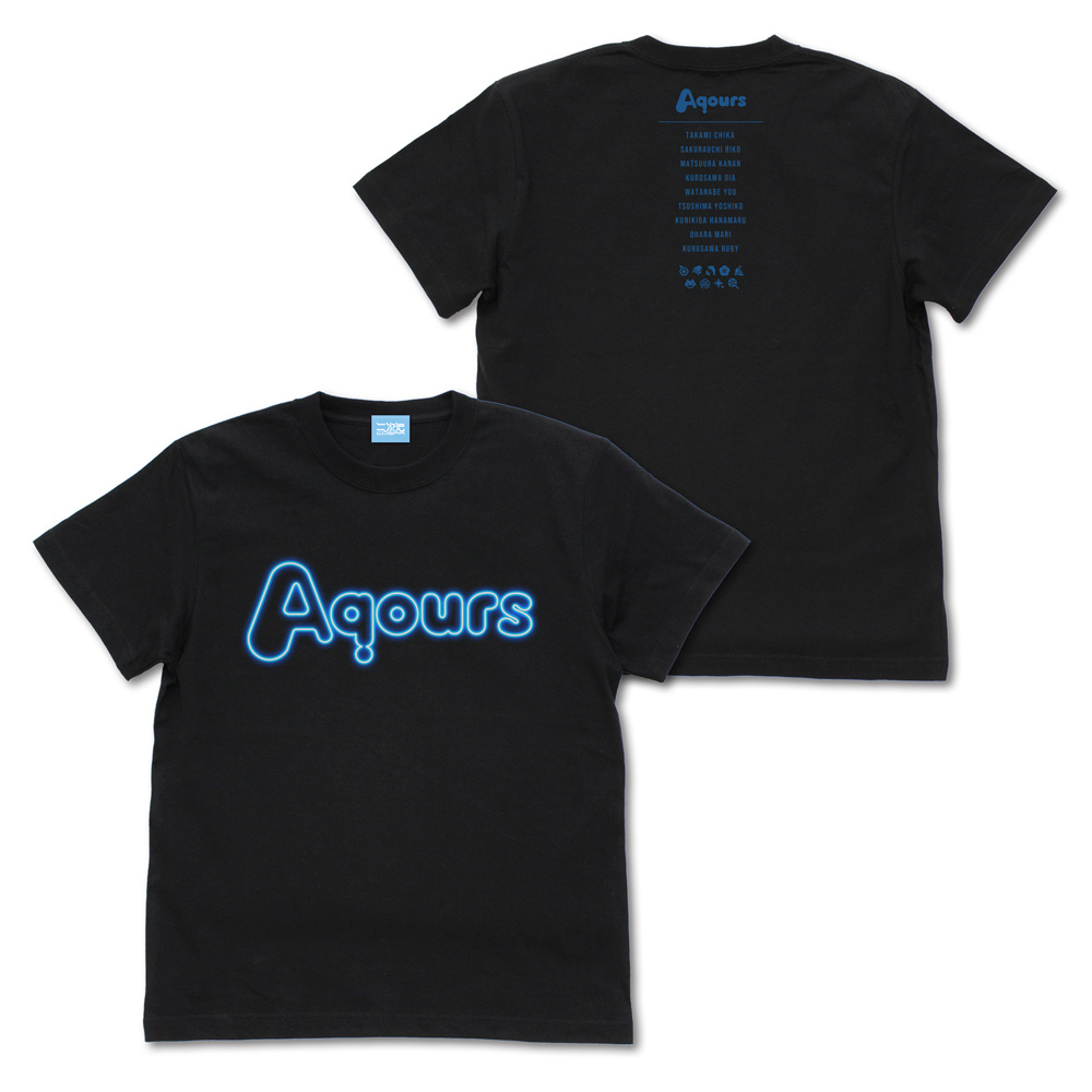 Aqours ﾈｵﾝｻｲﾝﾛｺﾞ Tｼｬﾂ/BLACK COSPA 081726