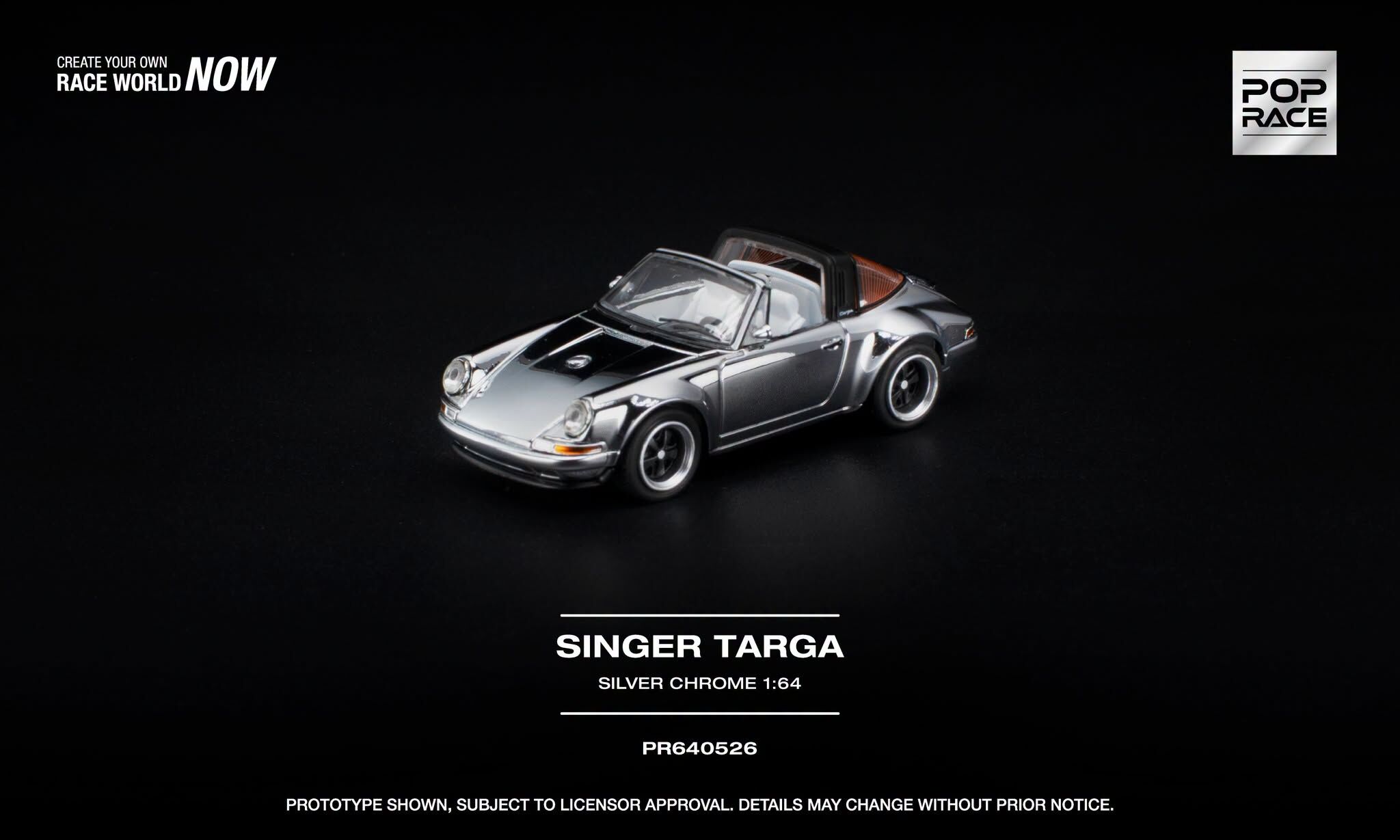 預訂:1/64 POP RACE SINGER TARGA - SILVER CHROME (PR640526 )