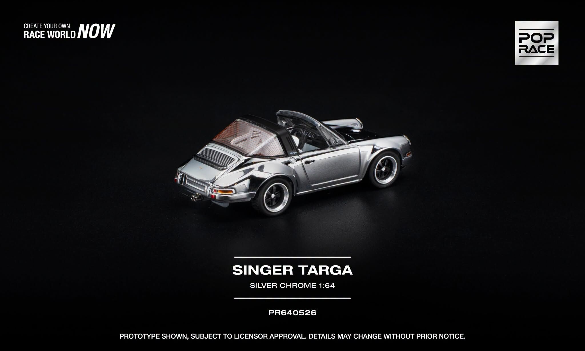 預訂:1/64 POP RACE SINGER TARGA - SILVER CHROME (PR640526 )