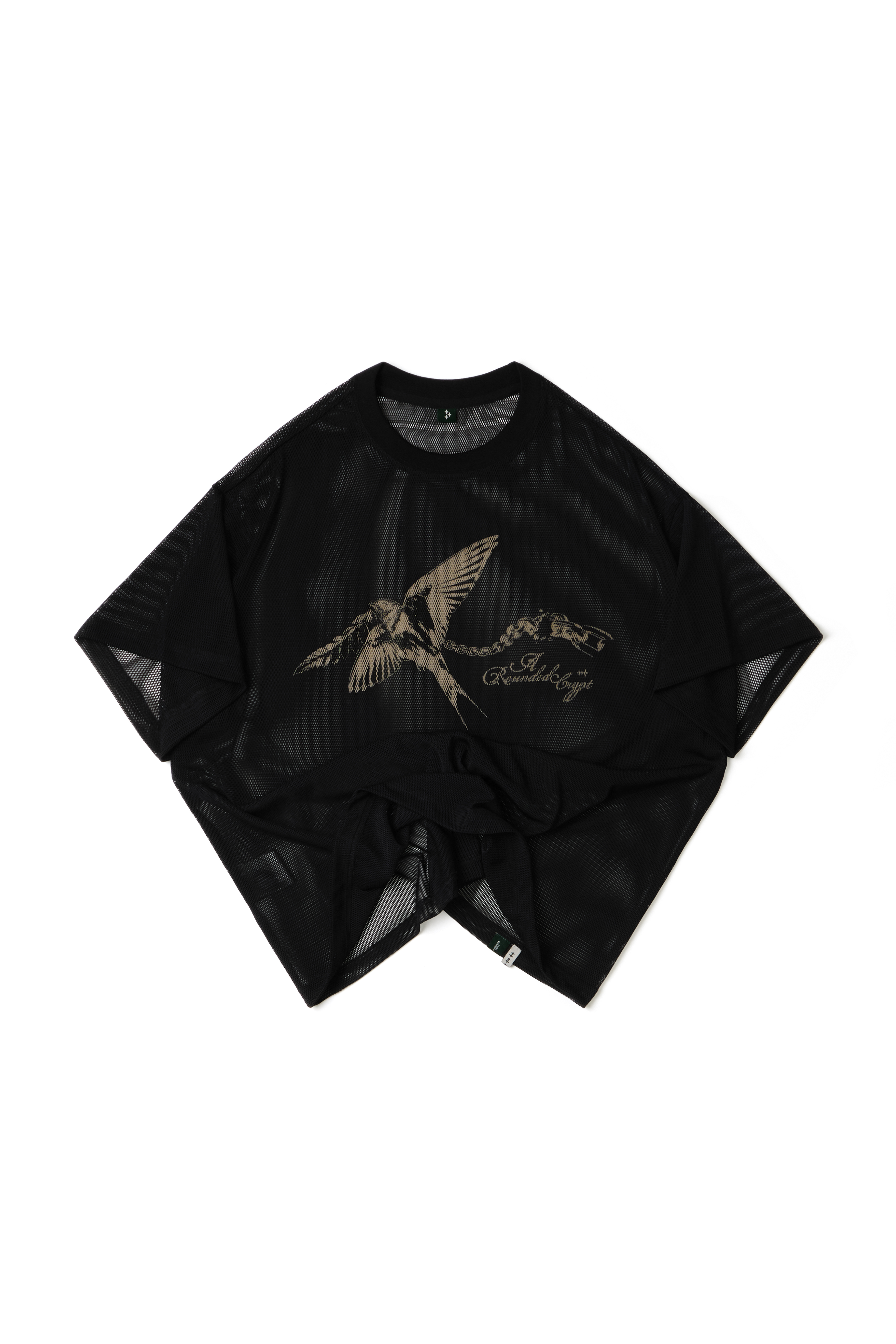 MESH GRAPHIC CROP TEE - BLACK
