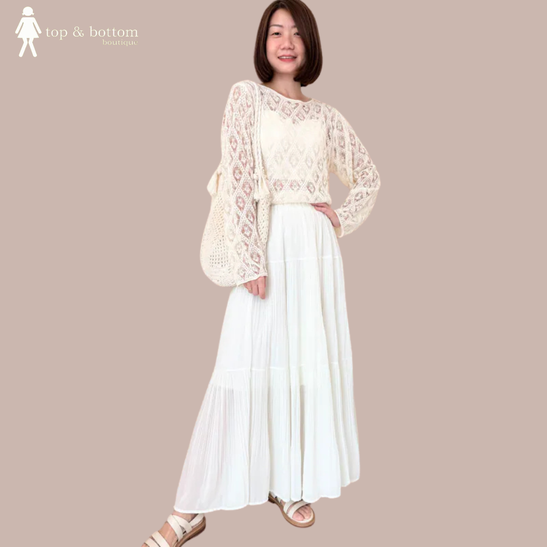 LONG SLEEVE MESH SHORT BLOUSE