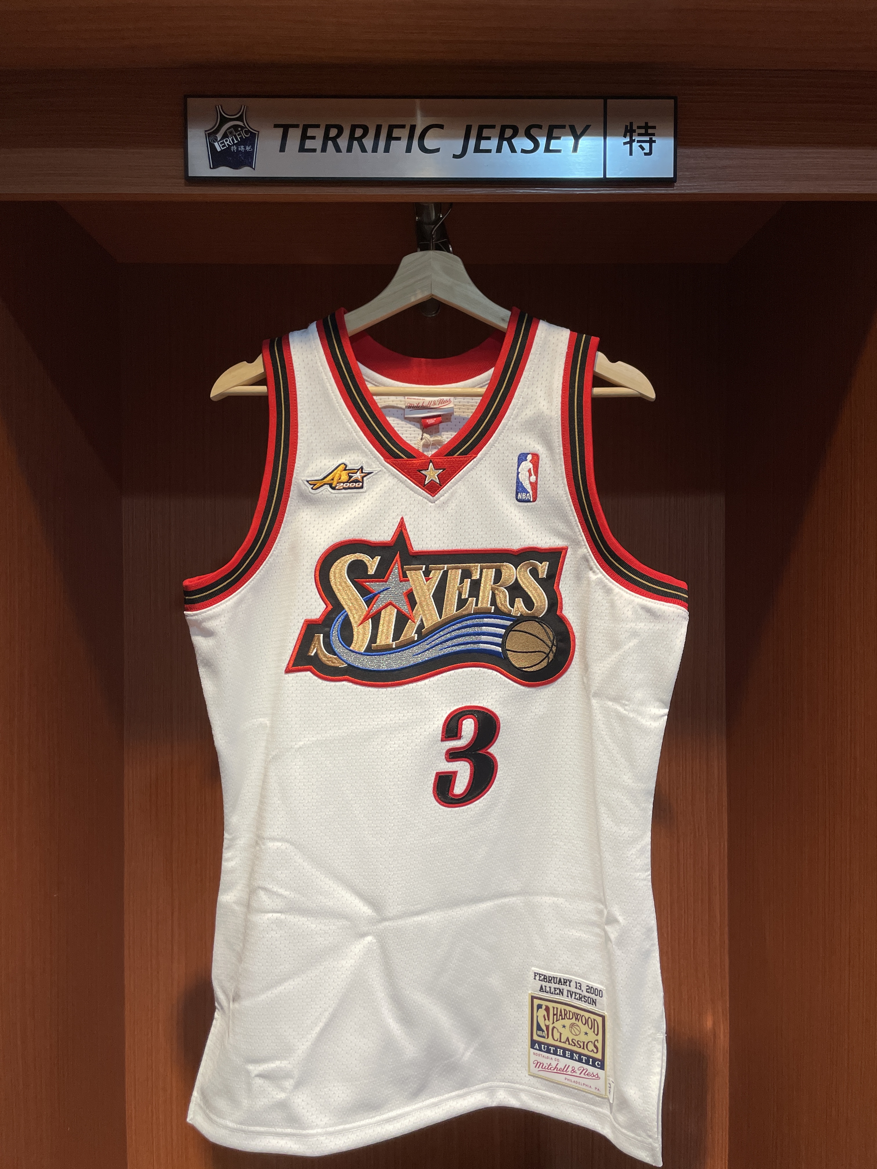 NBA球衣 Allen Iverson 費城七六人 金流星 2000 明星賽 白 窄肩 M&N Authentic 球員版 電繡 全新