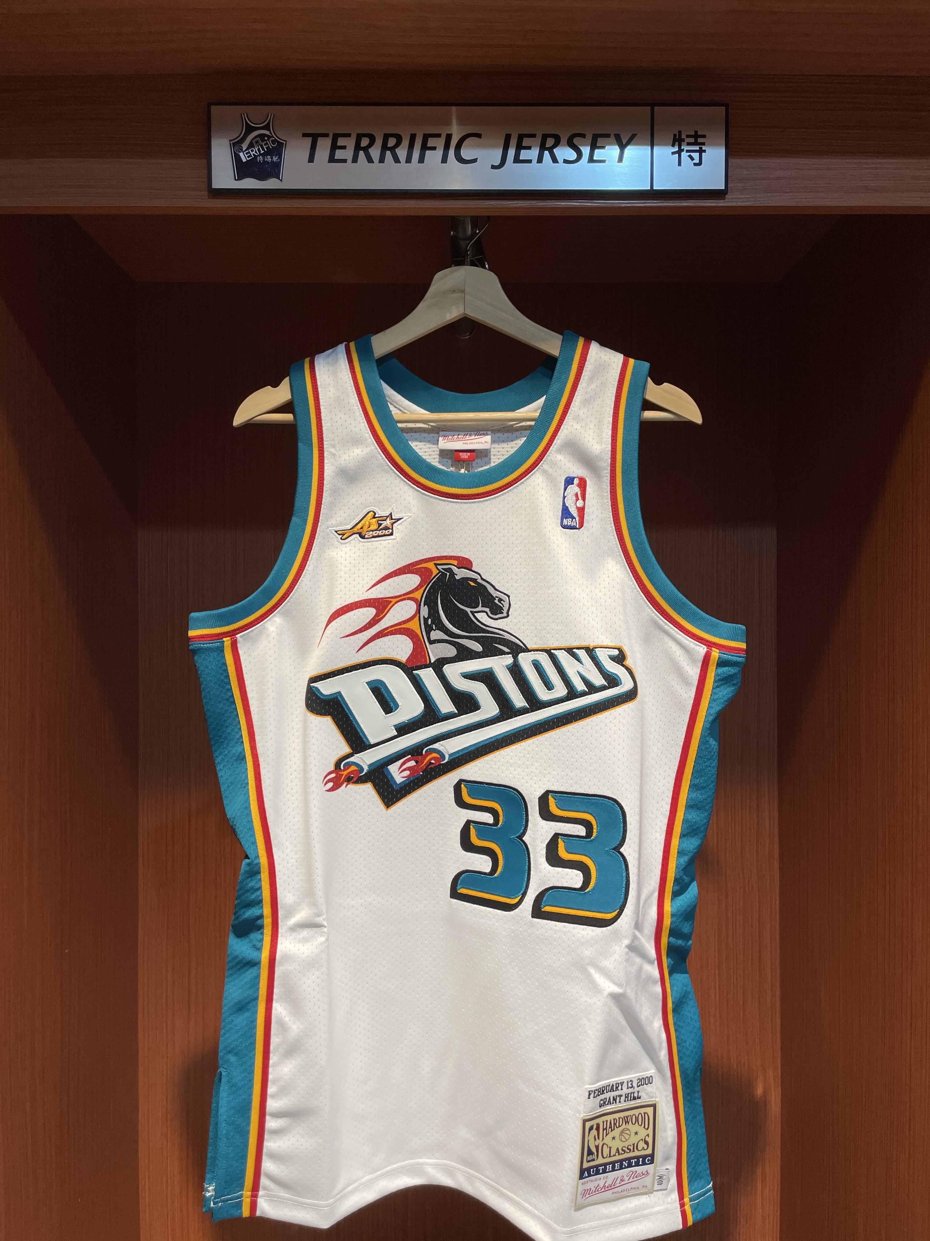 NBA球衣 Grant Hill 底特律活塞 白馬頭 2000 明星賽 白 M&N Authentic 球員版 電繡 全新