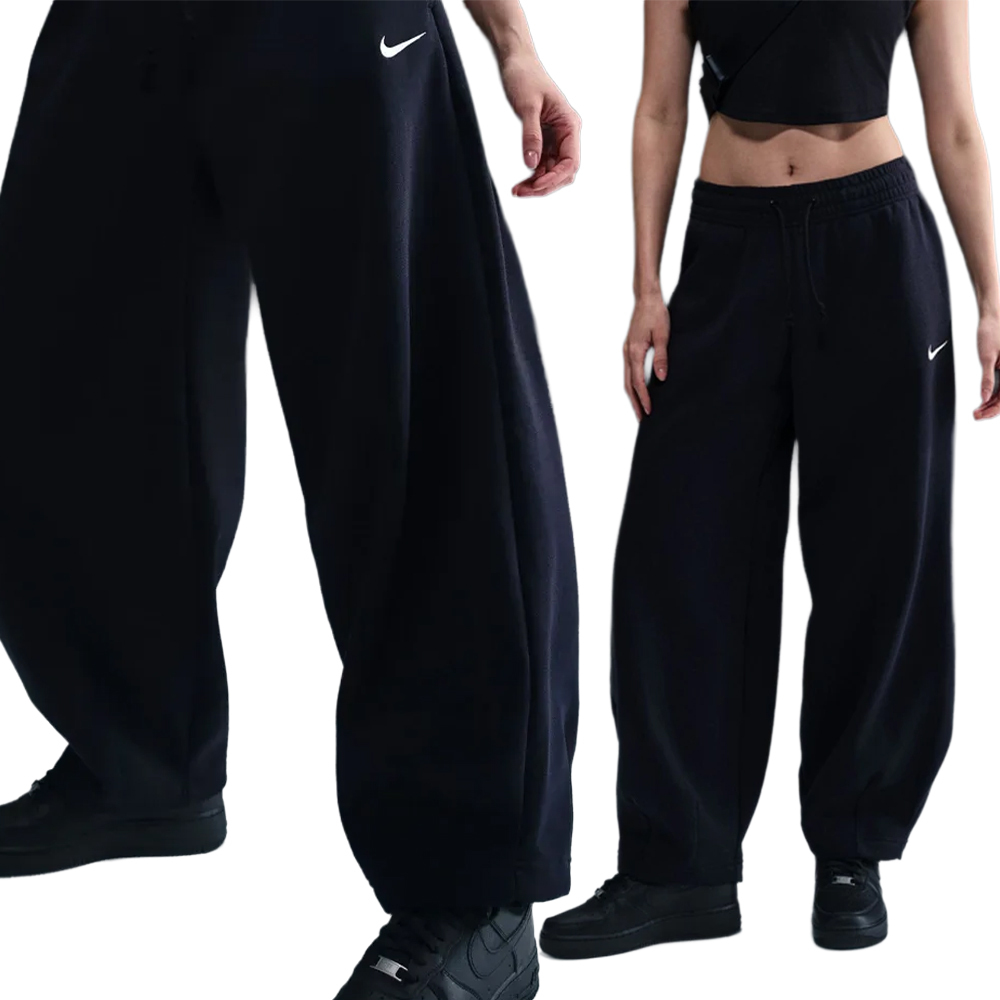 Nike As Nsw Phnx Flc Mr Os Tapr P 女款 黑色 中腰 磨毛 長褲 HJ0899-010