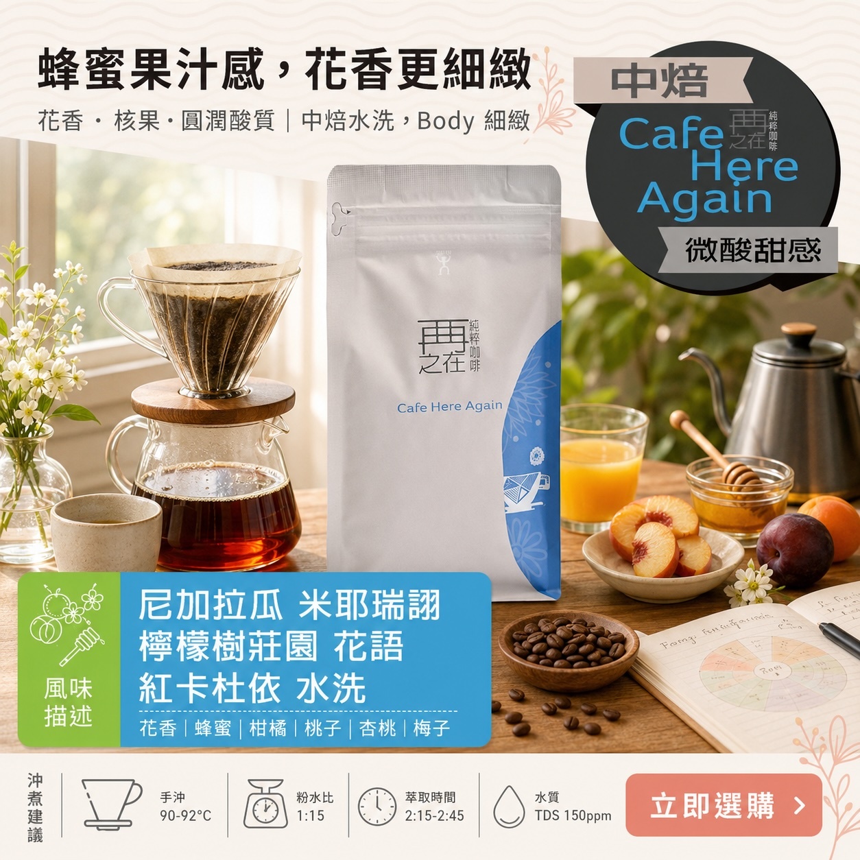 尼加拉瓜 米耶瑞詡 檸檬樹莊園 花語 紅卡杜依 水洗