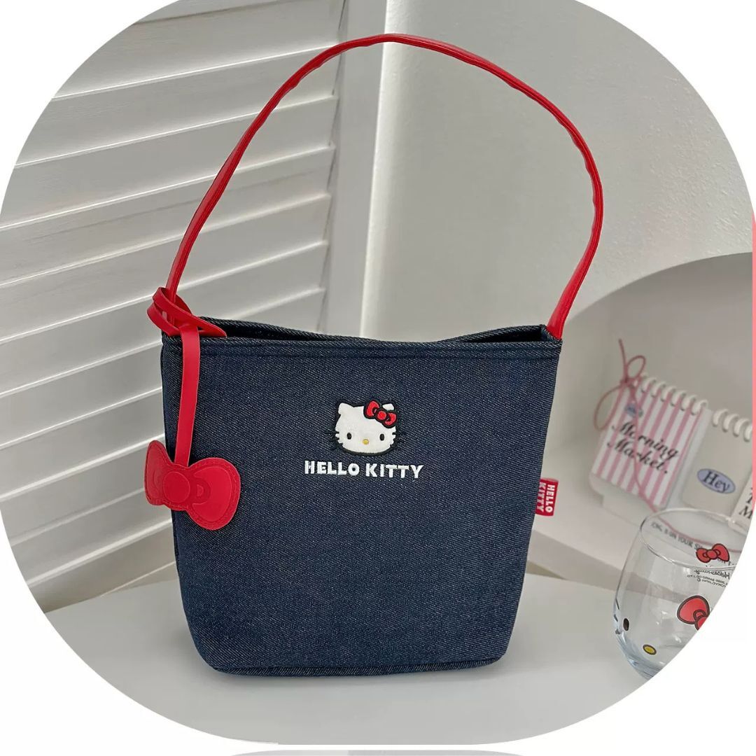 Hello Kitty Sanrio 牛仔刺繡手提包 購物袋