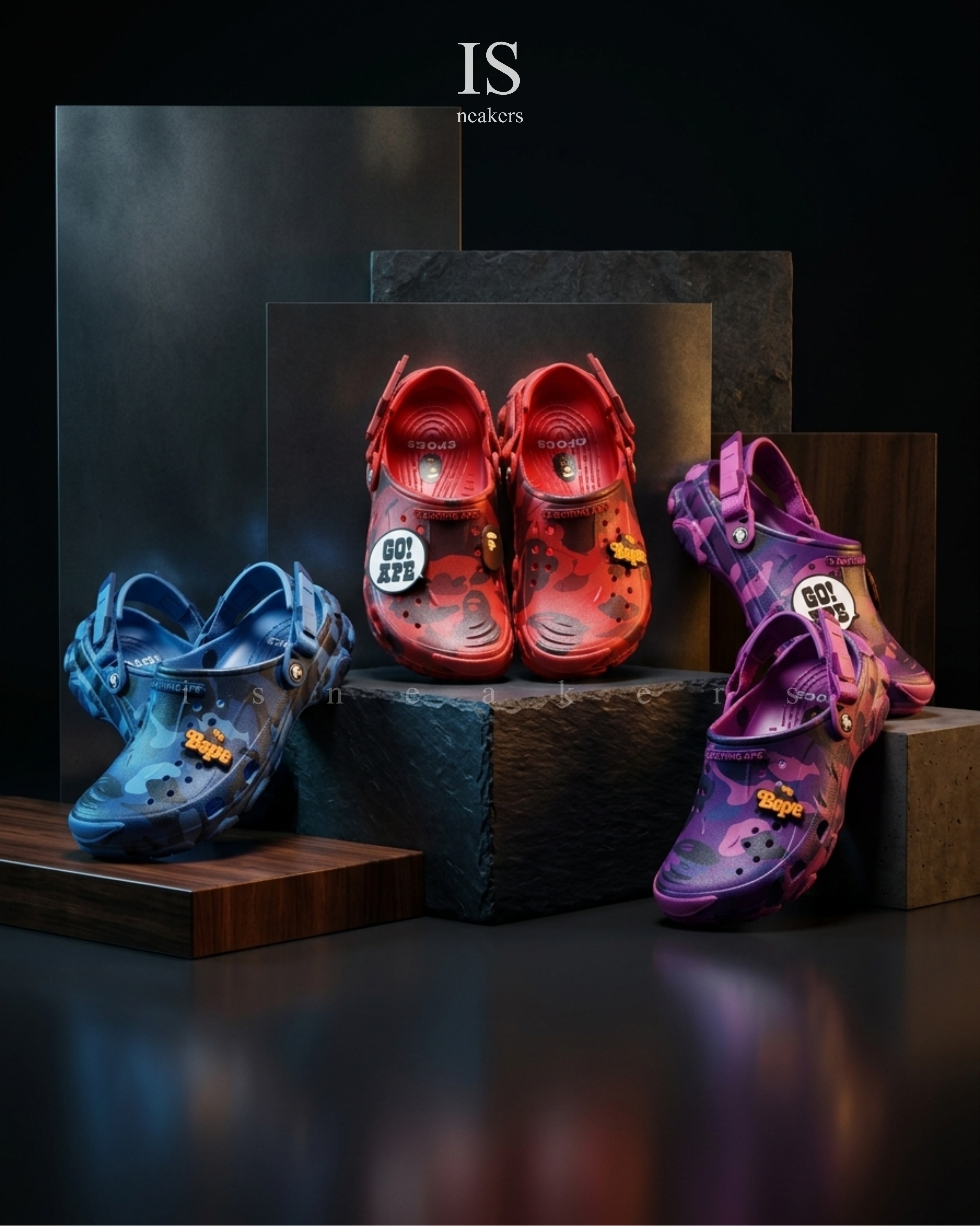 iSNEAKERS｜Crocs卡駱馳 × BAPE ECHO M1 EVA 三色 迷彩 聯名登場