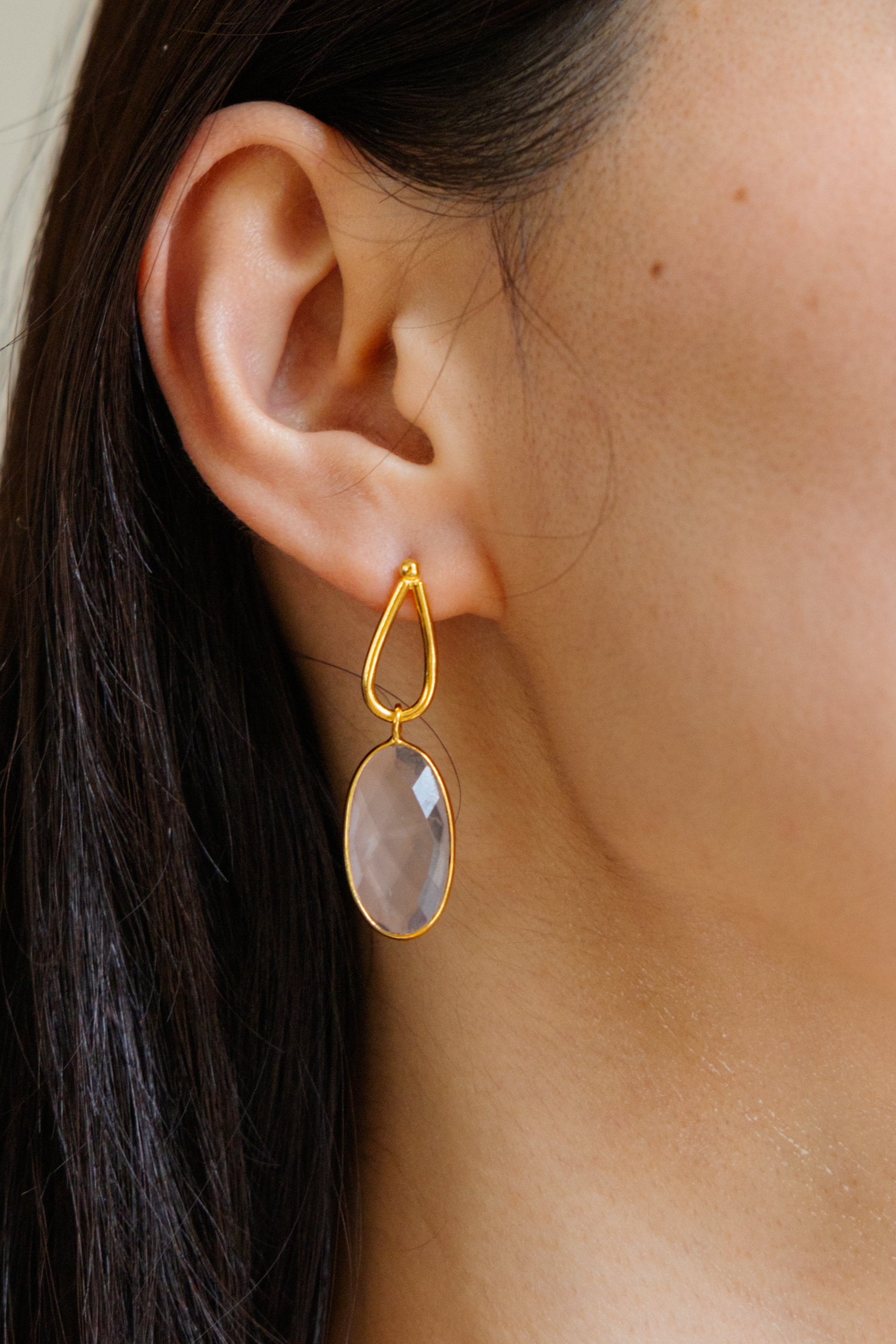 【 Jewelry 】白水晶雙水滴耳環