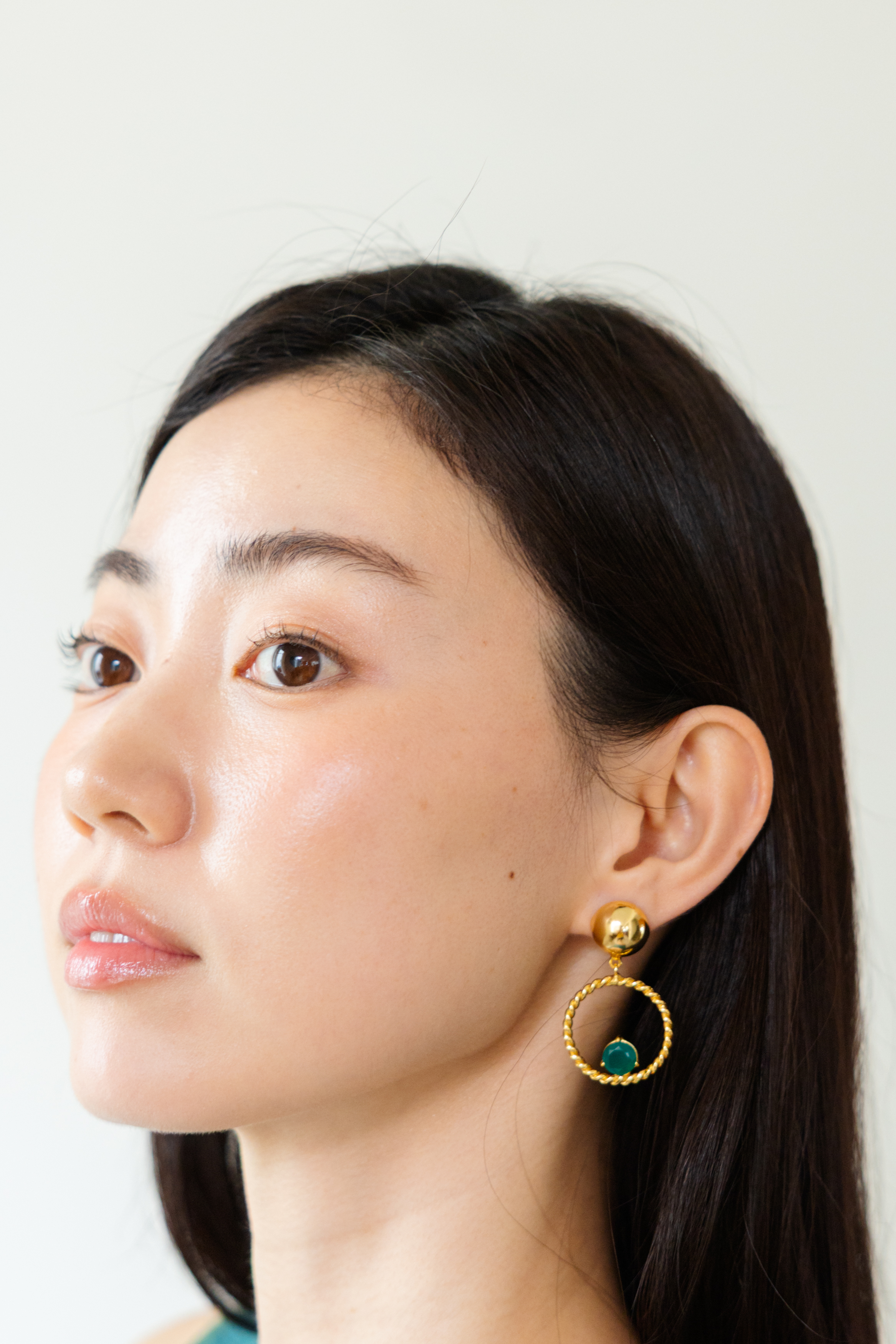 【 Jewelry 】綠蛋白石金圈耳環